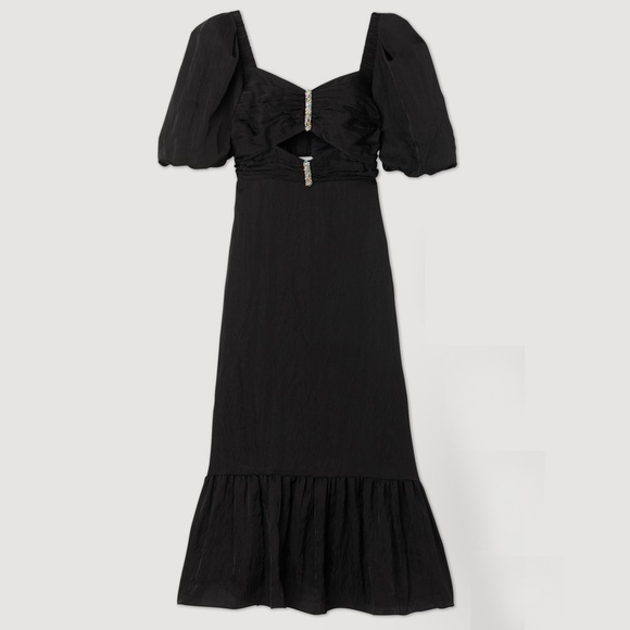 NWT SANDRO Falbala Noir Embellished Midi Party Dress - Picture 7 of 12